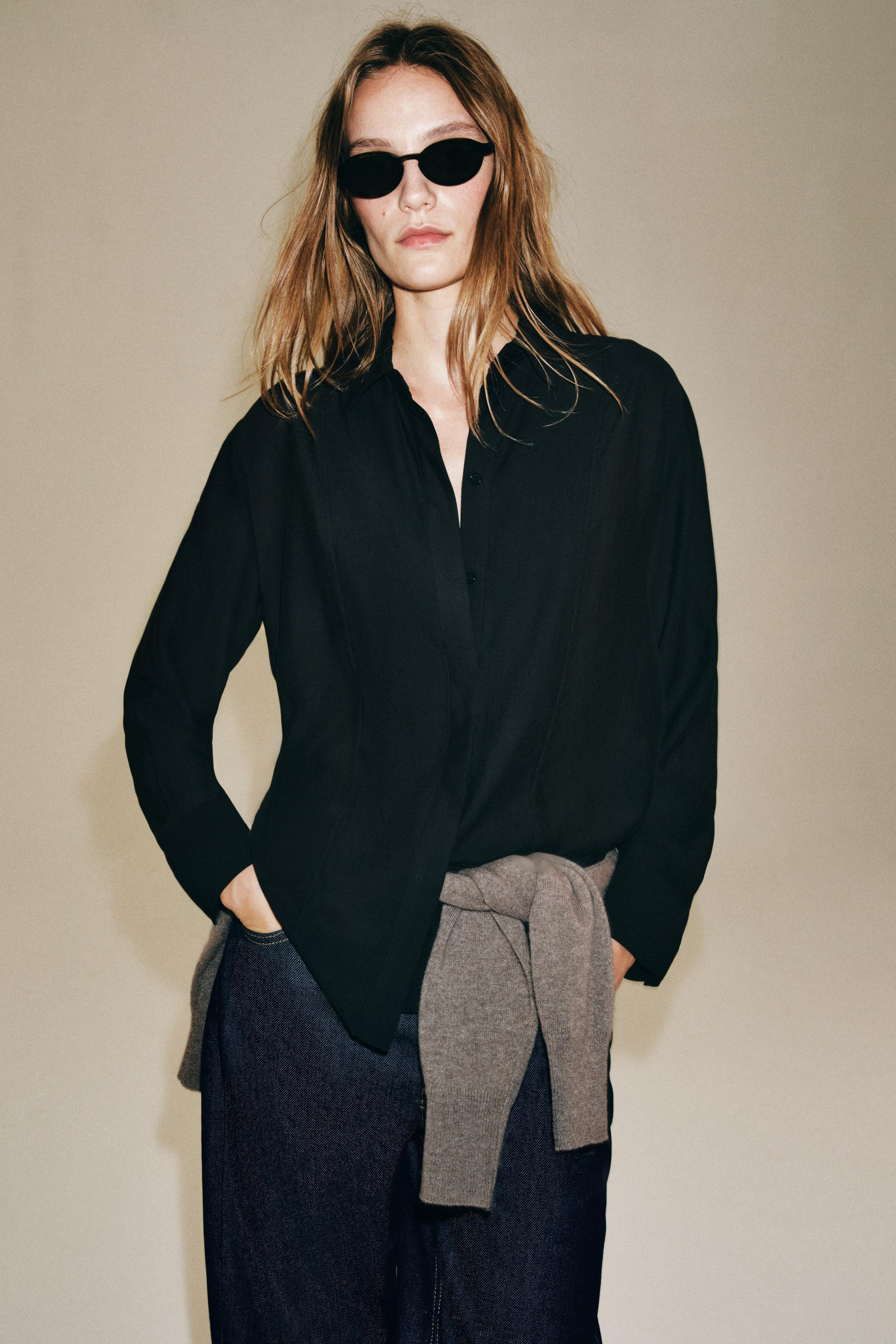 ZW COLLECTION SOLID BIB-FRONT SHIRT